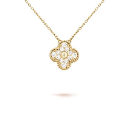 [Am jewelry]CLOVER 15MM DIAMOND SINGLE FLOWER NECKLACE