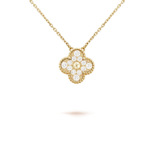[Am jewelry]CLOVER 15MM DIAMOND SINGLE FLOWER NECKLACE