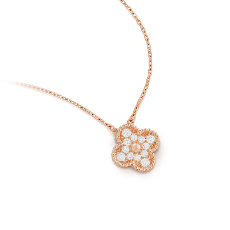 [Am jewelry]CLOVER 15MM DIAMOND SINGLE FLOWER NECKLACE