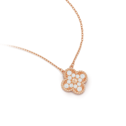 [Am jewelry]CLOVER 15MM DIAMOND SINGLE FLOWER NECKLACE