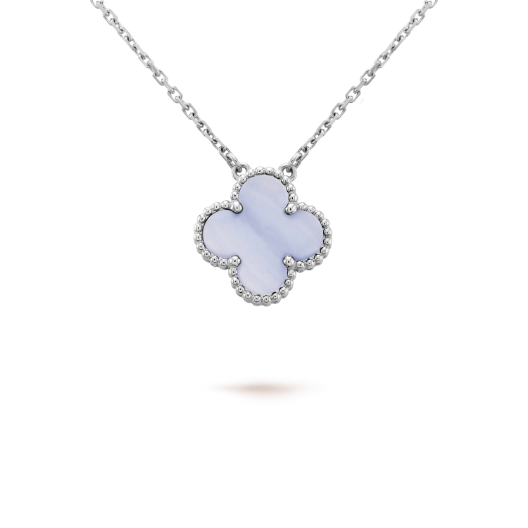 [Am jewelry]CLOVER 15MM BLUE CHALCEDONY NECKLACE SILVER