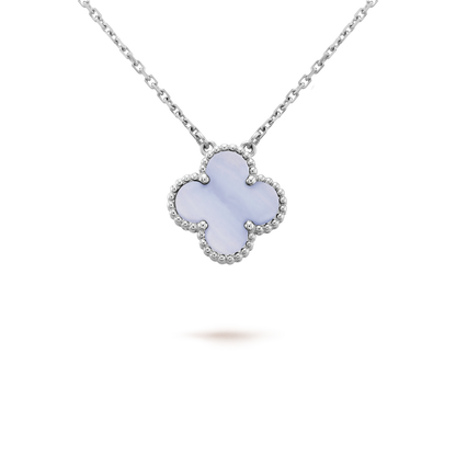 [Am jewelry]CLOVER 15MM BLUE CHALCEDONY NECKLACE SILVER