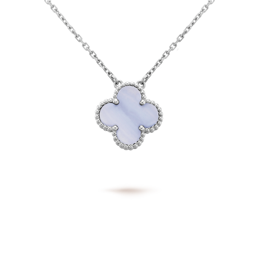 [Am jewelry]CLOVER 15MM BLUE CHALCEDONY NECKLACE SILVER