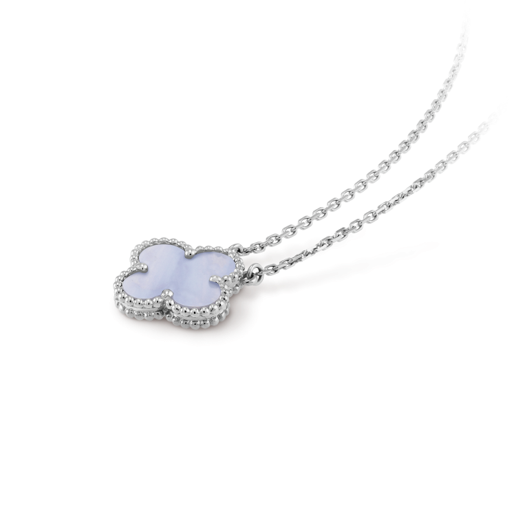 [Am jewelry]CLOVER 15MM BLUE CHALCEDONY NECKLACE SILVER