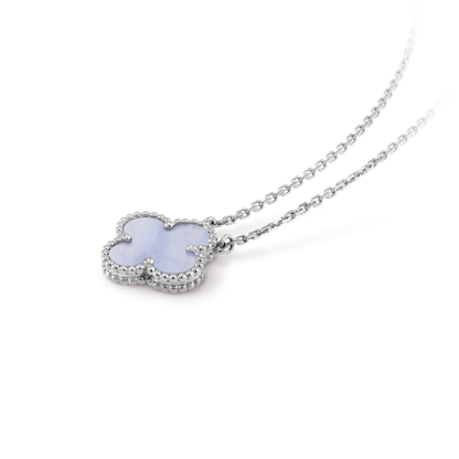 [Am jewelry]CLOVER 15MM BLUE CHALCEDONY NECKLACE SILVER