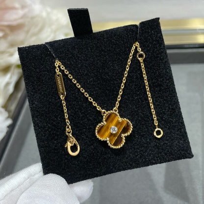 [Am jewelry]CLOVER 15MM DIAMOND AND YELLOW TIGER'S EYE AGATE necklace