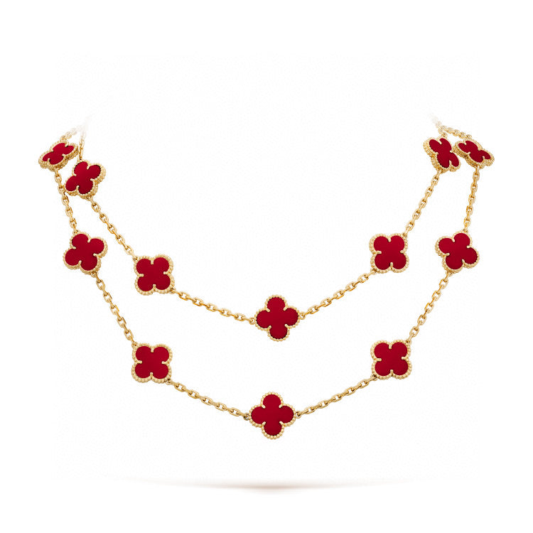 [Am jewelry]CLOVER 20 MOTIFS CARNELIAN NECKLACE