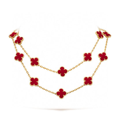 [Am jewelry]CLOVER 20 MOTIFS CARNELIAN NECKLACE