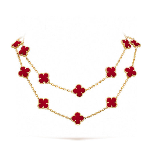 [Am jewelry]CLOVER 20 MOTIFS CARNELIAN NECKLACE