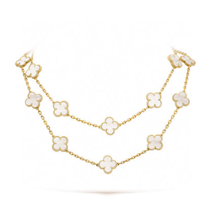 [Am jewelry]CLOVER 20 MOTIFS WHITE MOP NECKLACE