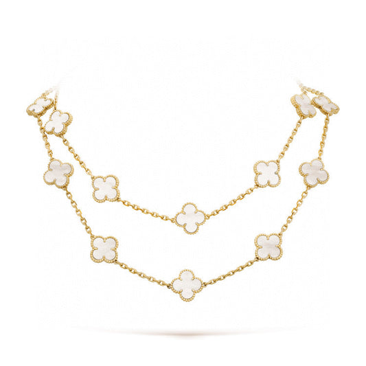 [Am jewelry]CLOVER 20 MOTIFS WHITE MOP NECKLACE