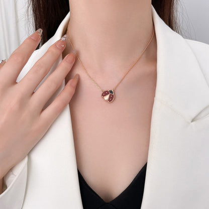 [Am jewelry]LUCKY  CARNELIANS LADYBUG NECKLACE