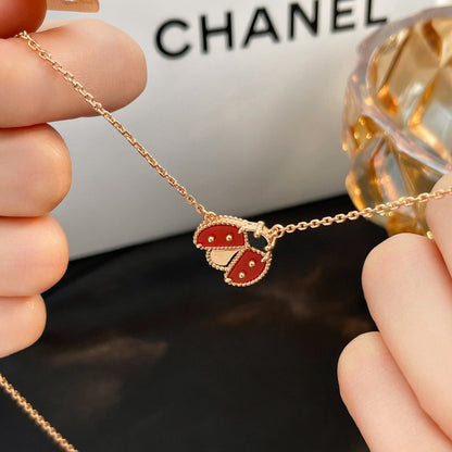 [Am jewelry]LUCKY  CARNELIANS LADYBUG NECKLACE