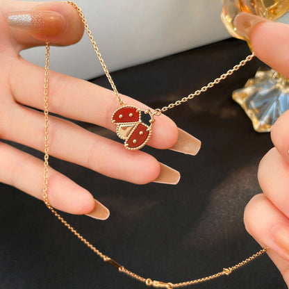 [Am jewelry]LUCKY  CARNELIANS LADYBUG NECKLACE