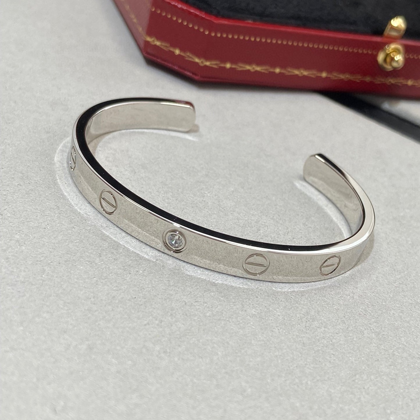 [Am jewelry]LOVE BRACELET 6.1MM 1 DIAMOND OPEN CUFF