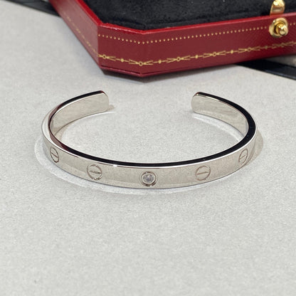 [Am jewelry]LOVE BRACELET 6.1MM 1 DIAMOND OPEN CUFF