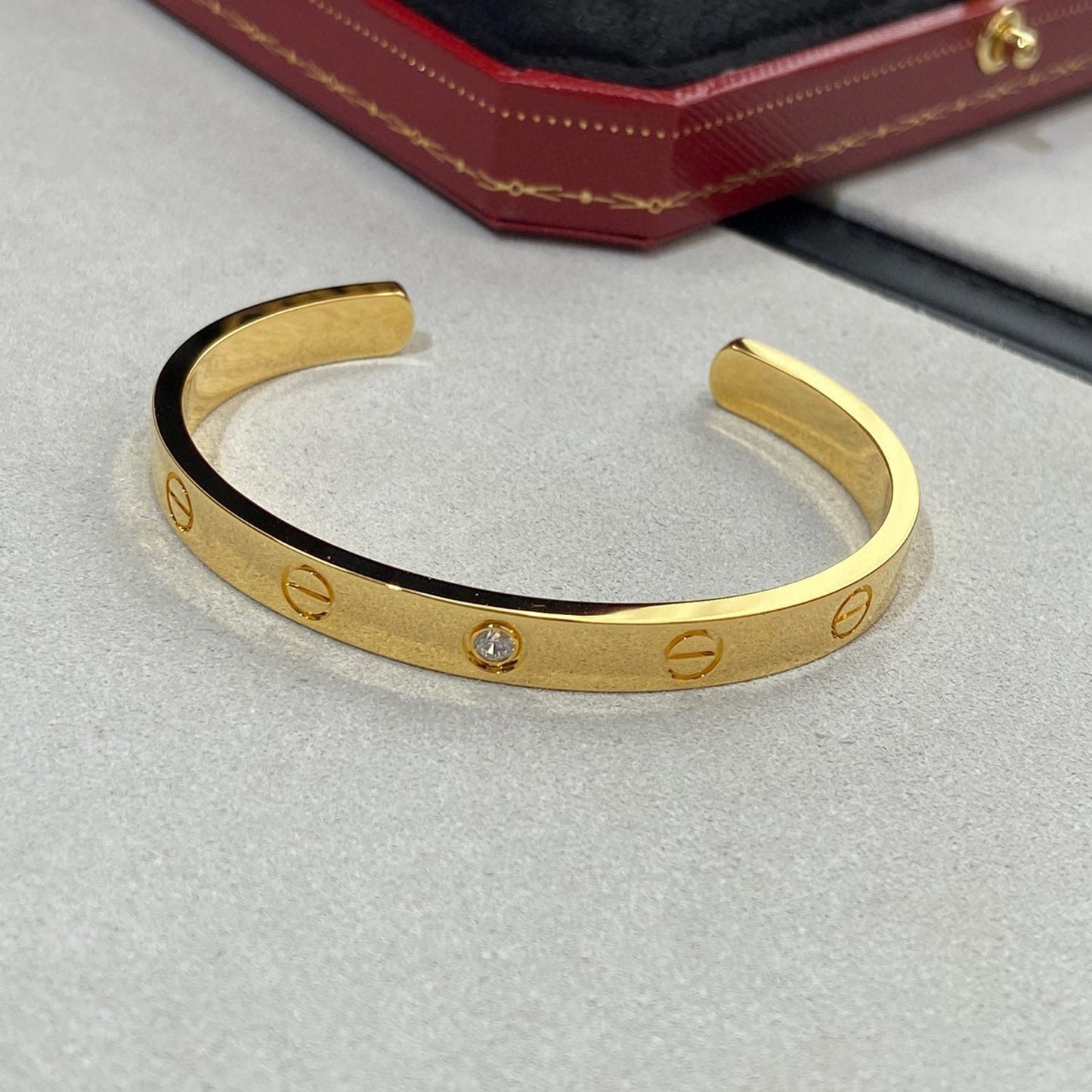 [Am jewelry]LOVE BRACELET 6.1MM 1 DIAMOND OPEN CUFF