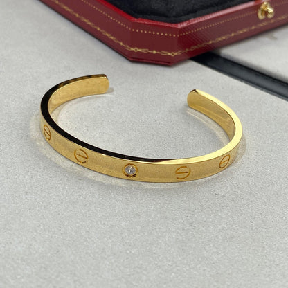 [Am jewelry]LOVE BRACELET 6.1MM 1 DIAMOND OPEN CUFF