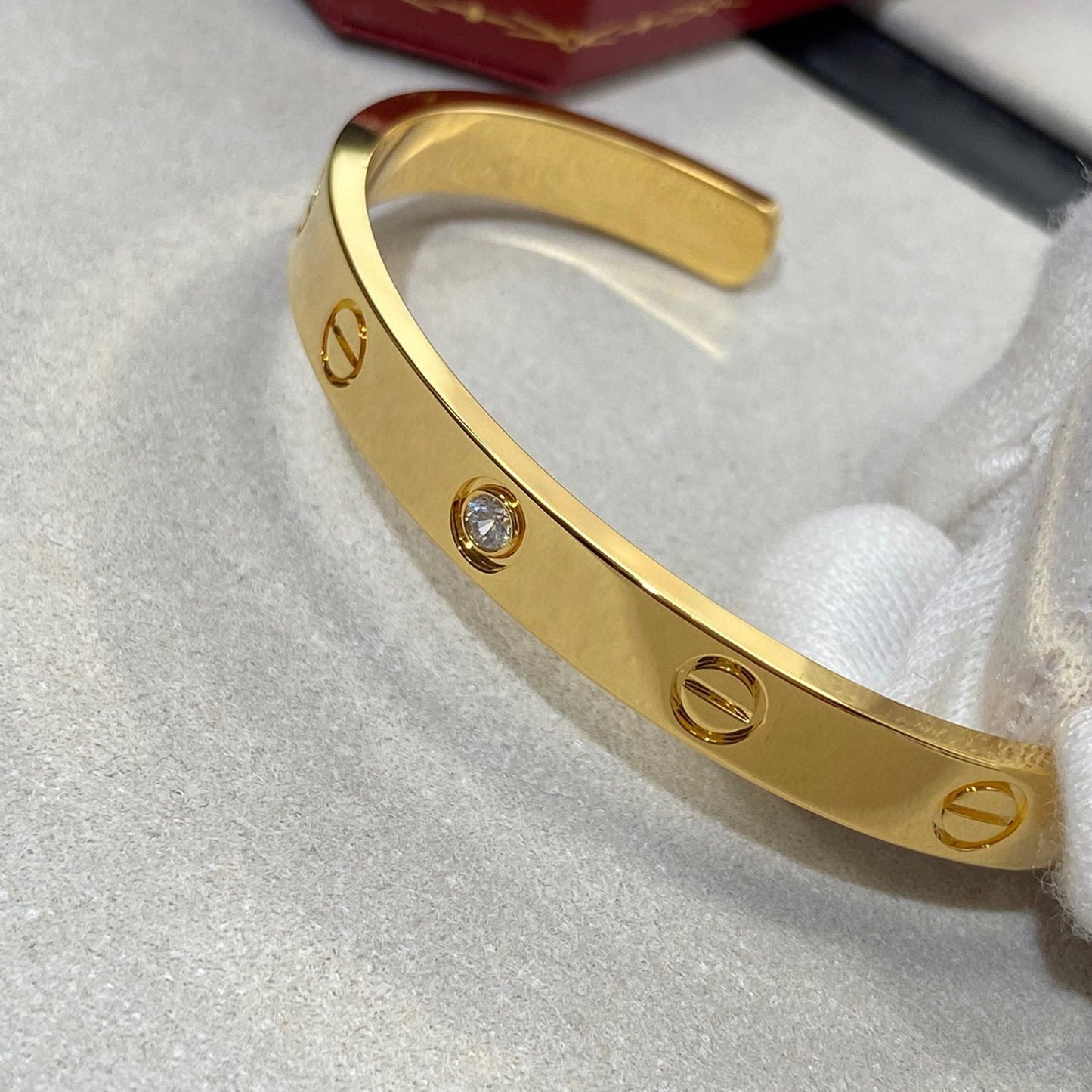 [Am jewelry]LOVE BRACELET 6.1MM 1 DIAMOND OPEN CUFF