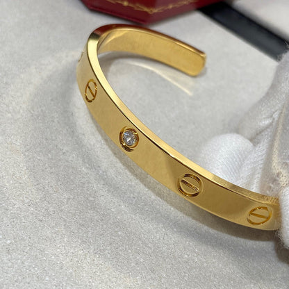 [Am jewelry]LOVE BRACELET 6.1MM 1 DIAMOND OPEN CUFF