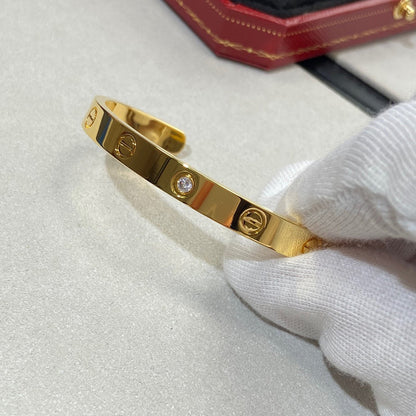 [Am jewelry]LOVE BRACELET 6.1MM 1 DIAMOND OPEN CUFF