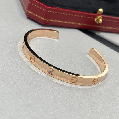 [Am jewelry]LOVE BRACELET 6.1MM 1 DIAMOND OPEN CUFF