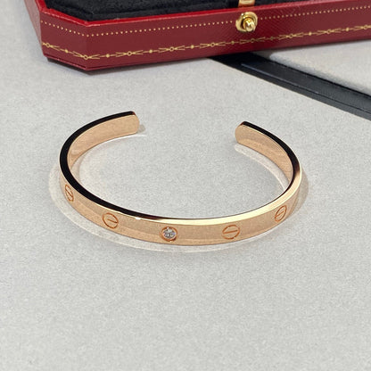 [Am jewelry]LOVE BRACELET 6.1MM 1 DIAMOND OPEN CUFF