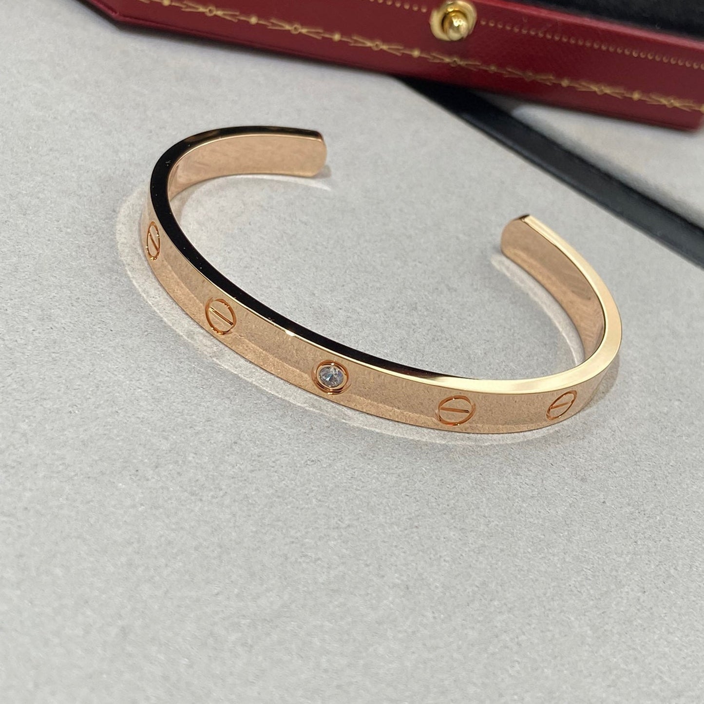 [Am jewelry]LOVE BRACELET 6.1MM 1 DIAMOND OPEN CUFF