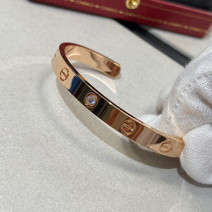 [Am jewelry]LOVE BRACELET 6.1MM 1 DIAMOND OPEN CUFF