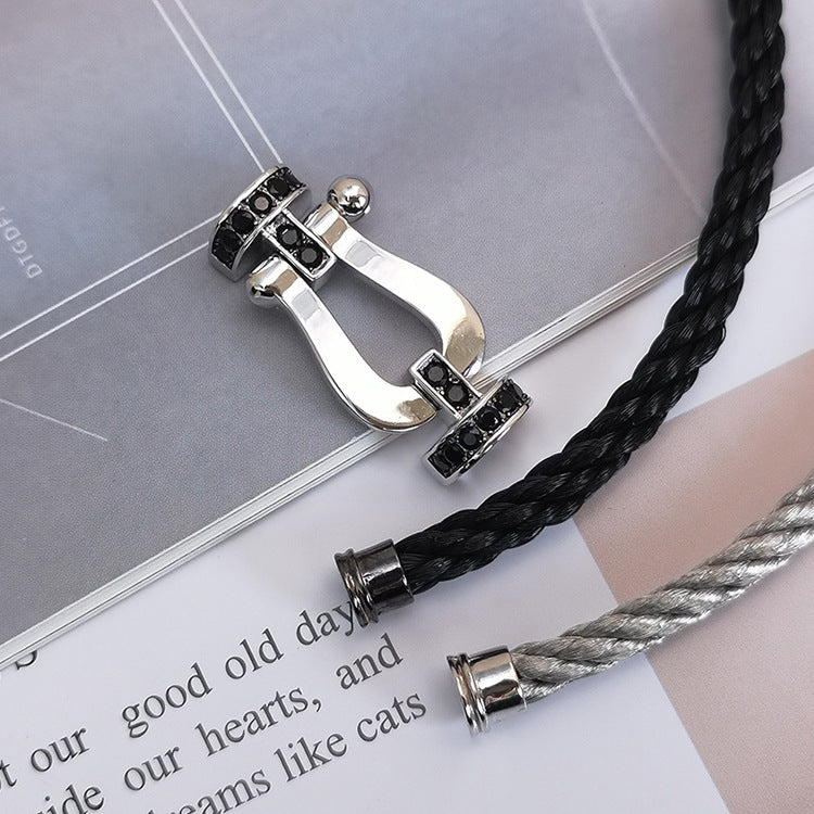 [Am jewelry]FORCE LARGE HORSESHOE BLACK DIAMOND BRACELET SILVER