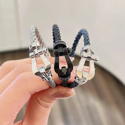 [Am jewelry]FORCE LARGE HORSESHOE HALF DIAMOND BRACELET SILVER