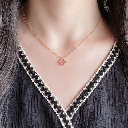 [Am jewelry]CLOVER 15MM PINK MOTHER-OF-PEARL SINGLE FLOWER NECKLACE