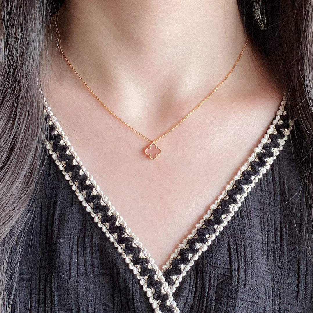 [Am jewelry]CLOVER 9.5MM PINK MOTHER OF PEARL SINGLE FLOWER NECKLACE
