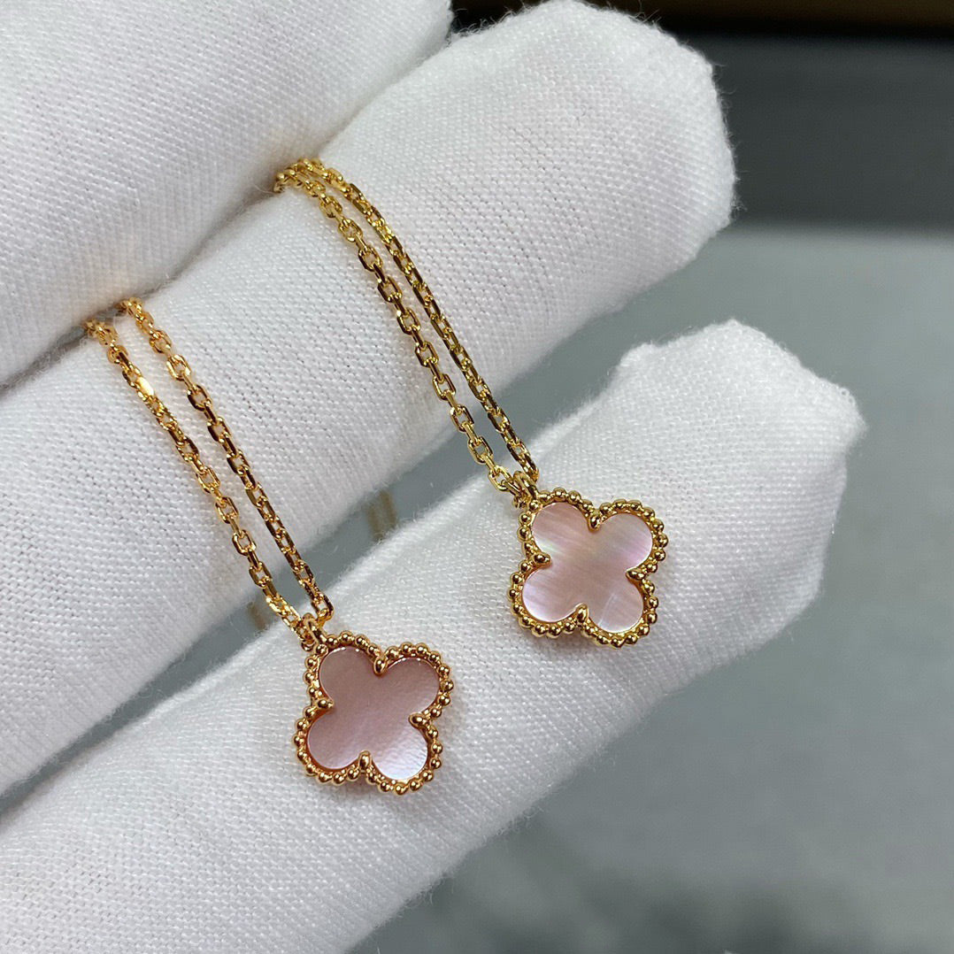 [Am jewelry]CLOVER 9.5MM PINK MOTHER OF PEARL SINGLE FLOWER NECKLACE