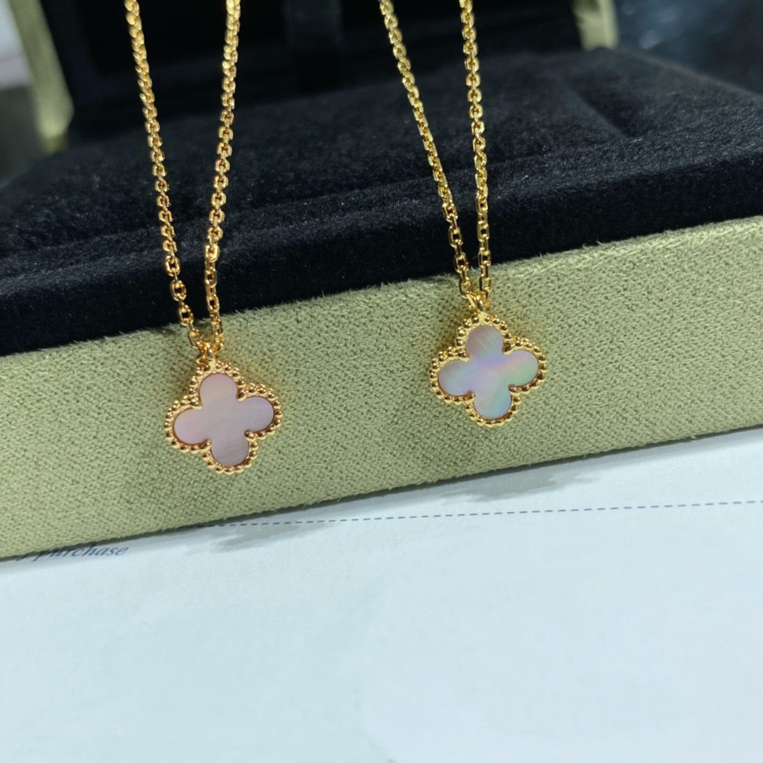 [Am jewelry]CLOVER 15MM PINK MOTHER-OF-PEARL SINGLE FLOWER NECKLACE