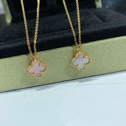 [Am jewelry]CLOVER 15MM PINK MOTHER-OF-PEARL SINGLE FLOWER NECKLACE