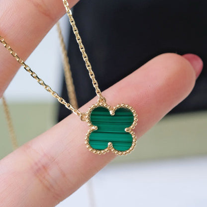 [Am jewelry]CLOVER 15MM MALACHITE SINGLE FLOWER  NECKLACE