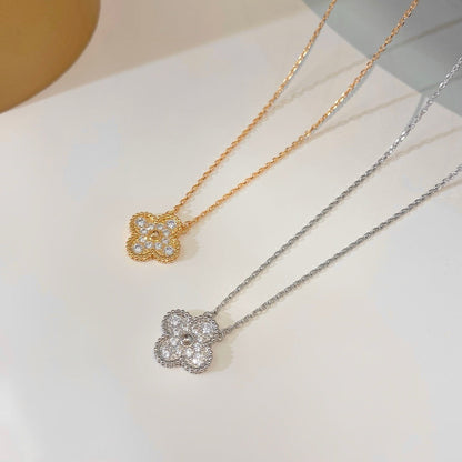 [Am jewelry]CLOVER 15MM DIAMOND SINGLE FLOWER NECKLACE