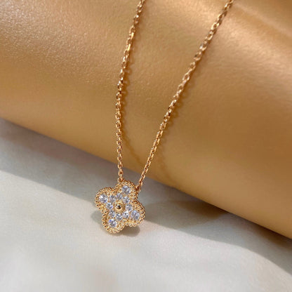 [Am jewelry]CLOVER 15MM DIAMOND SINGLE FLOWER NECKLACE