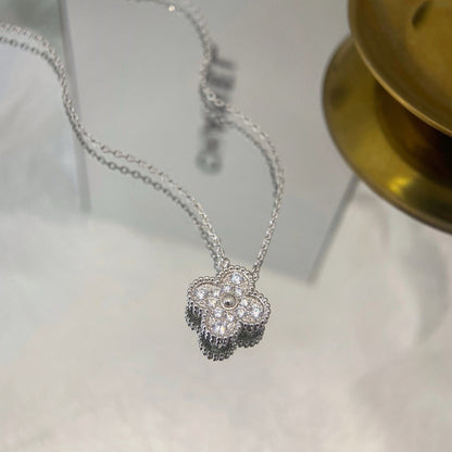 [Am jewelry]CLOVER 15MM DIAMOND SINGLE FLOWER NECKLACE