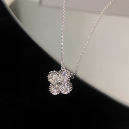 [Am jewelry]CLOVER 15MM DIAMOND SINGLE FLOWER NECKLACE