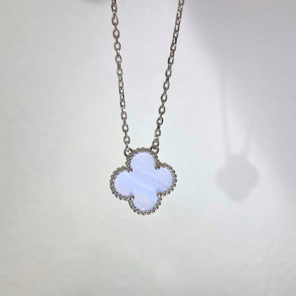 [Am jewelry]CLOVER 15MM BLUE CHALCEDONY NECKLACE SILVER