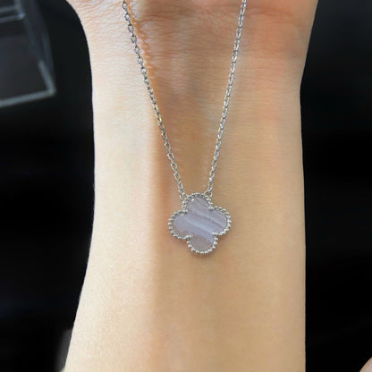 [Am jewelry]CLOVER 15MM BLUE CHALCEDONY NECKLACE SILVER