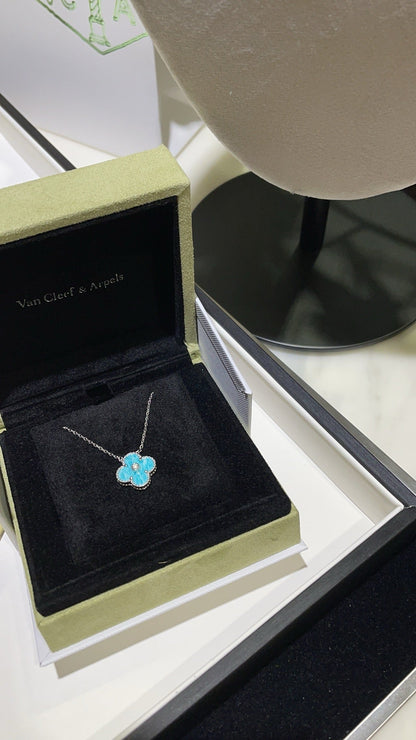 [Am jewelry]CLOVER 15MM DIAMOND SVRES PORCELAIN  NECKLACE SILVER