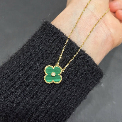 [Am jewelry]CLOVER 15MM DIAMOND TURQUOISE NECKLACE