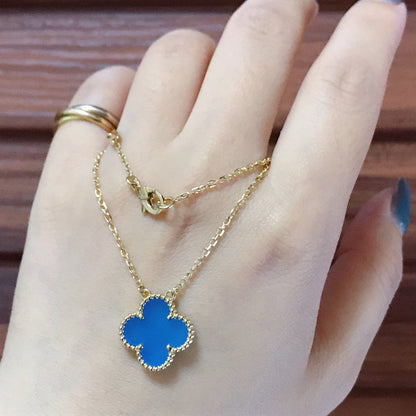 [Am jewelry]CLOVER 15MM BLUE AGATE NECKLACE