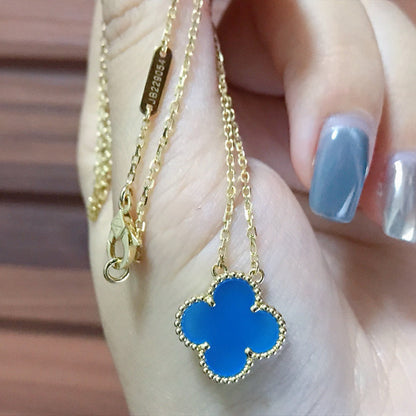[Am jewelry]CLOVER 15MM BLUE AGATE NECKLACE