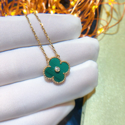 [Am jewelry]CLOVER 15MM DIAMOND TURQUOISE NECKLACE