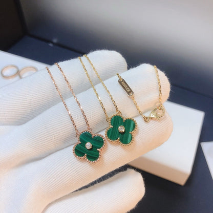 [Am jewelry]CLOVER 15MM DIAMOND TURQUOISE NECKLACE