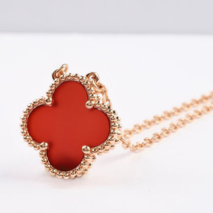 [Am jewelry]CLOVER 15MM CARNELIAN SINGLE FLOWER NECKLACE